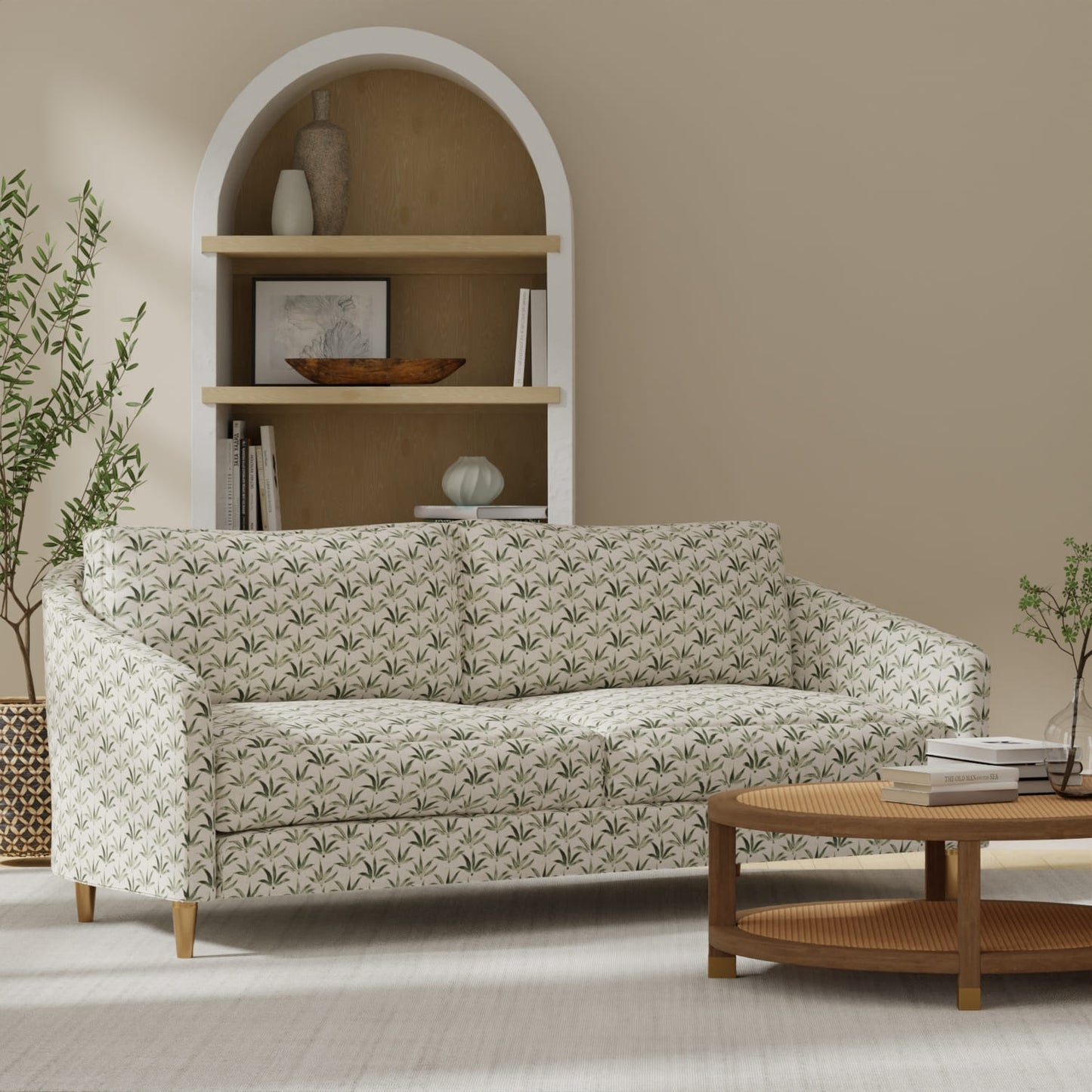 Harmony Aloe upholstered on a couch