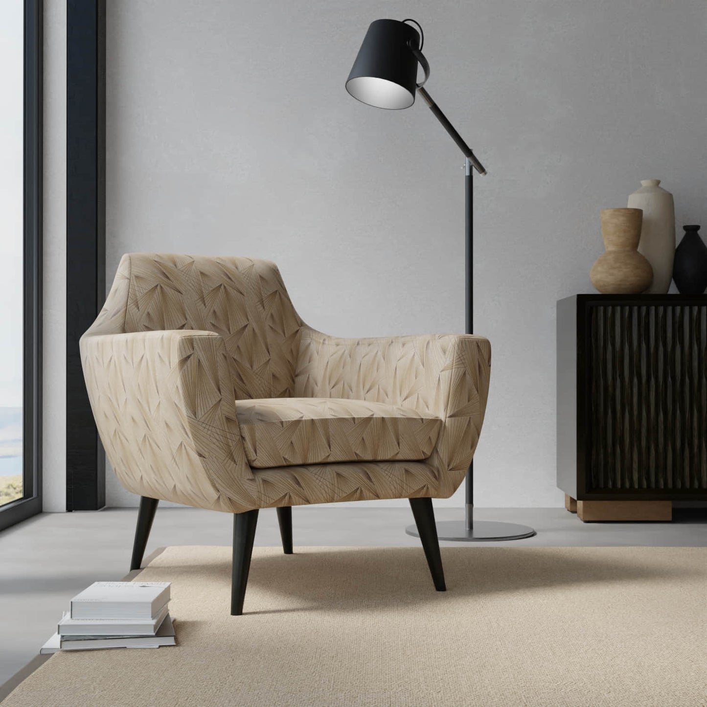 Hendrix Sable upholstered on a contemporary chair