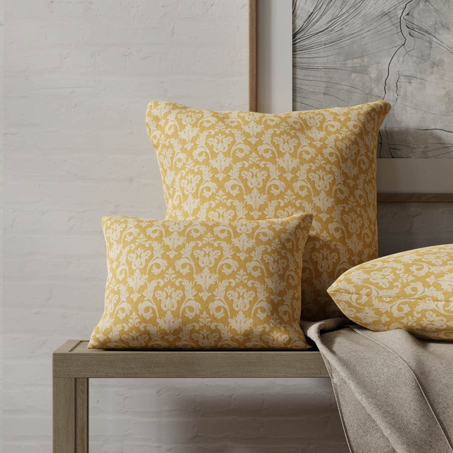 Holcomb Gold made up on pillows