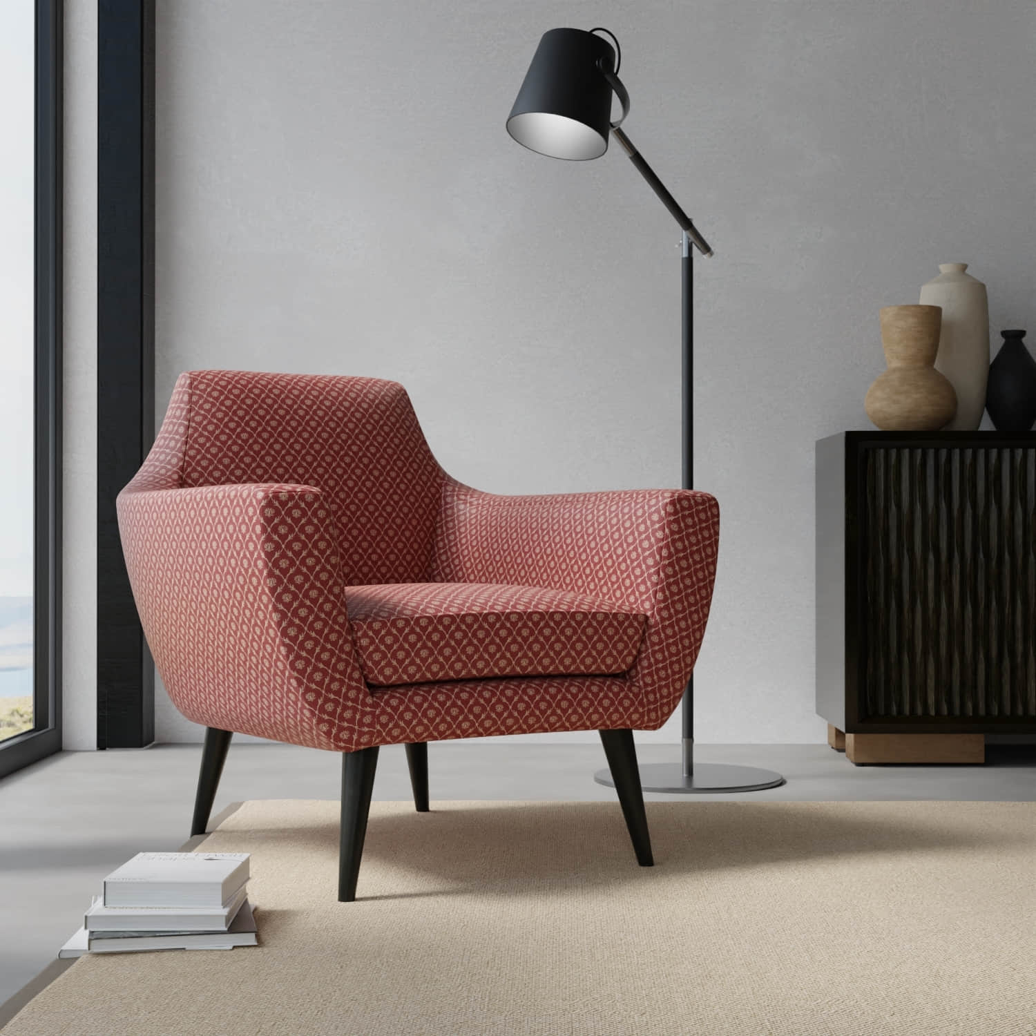 Holmes Crimson upholstered on a contemporary chair