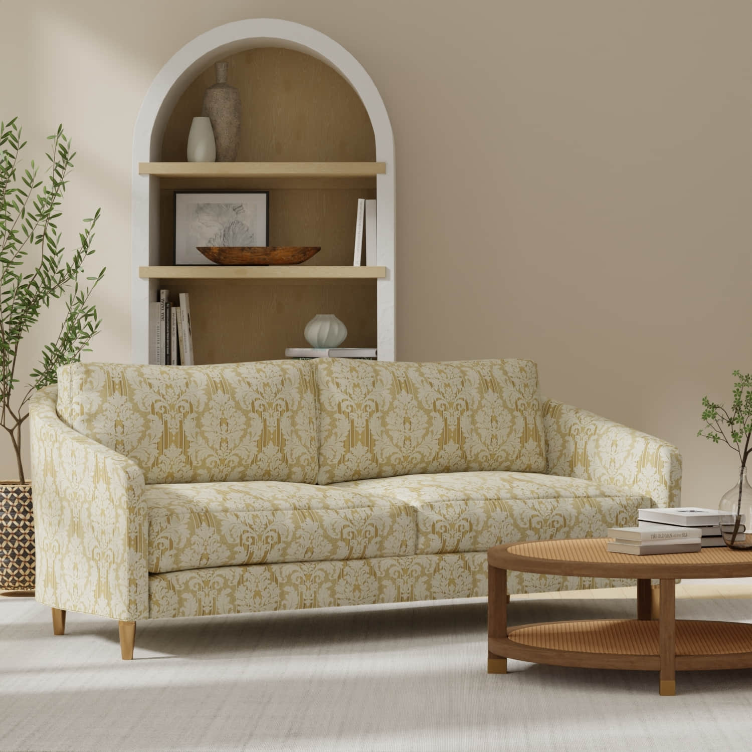 Hubert Gold upholstered on a couch