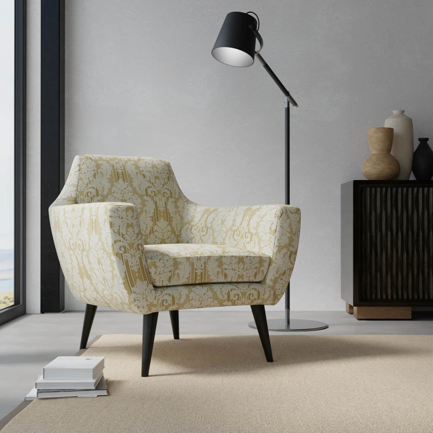 Hubert Gold upholstered on a contemporary chair