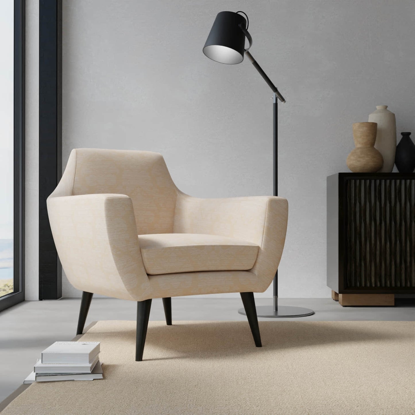 Hugo Beige upholstered on a contemporary chair