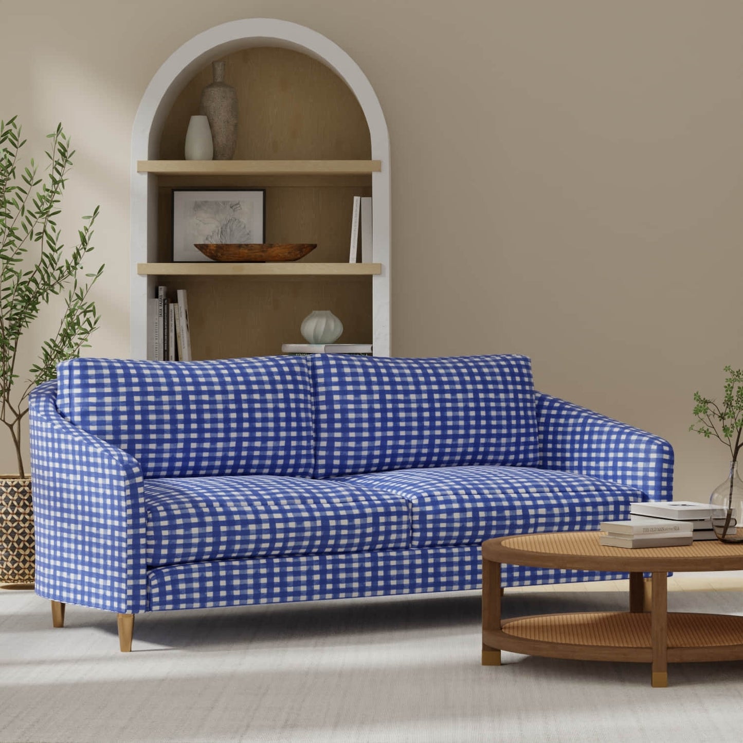 Ibiza Cobalt upholstered on a couch