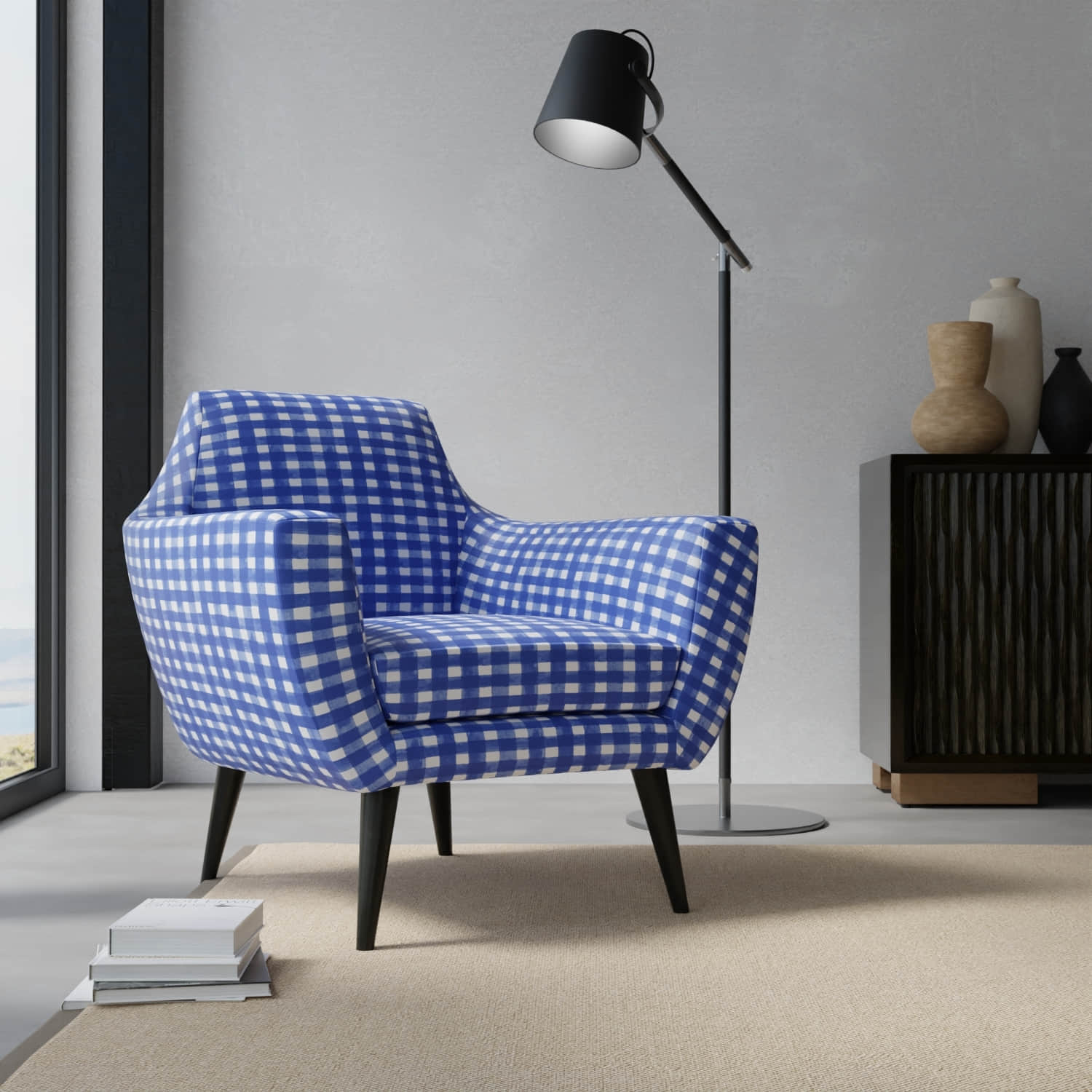 Ibiza Cobalt upholstered on a contemporary chair