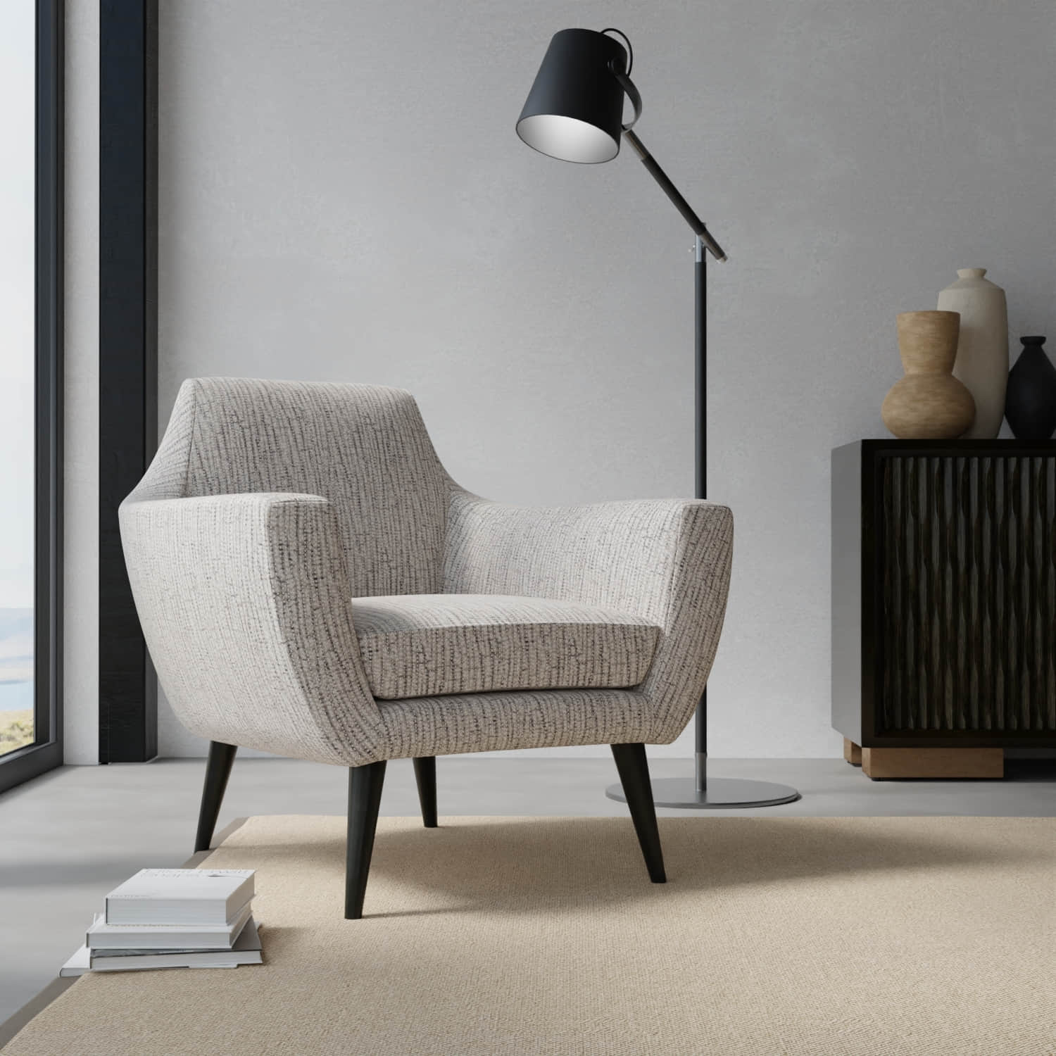 Jacob Fossil upholstered on a contemporary chair