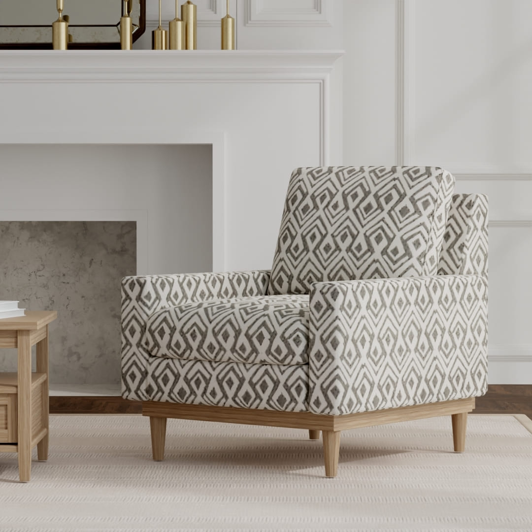 Joni Ebony upholstered on a mid century modern chair