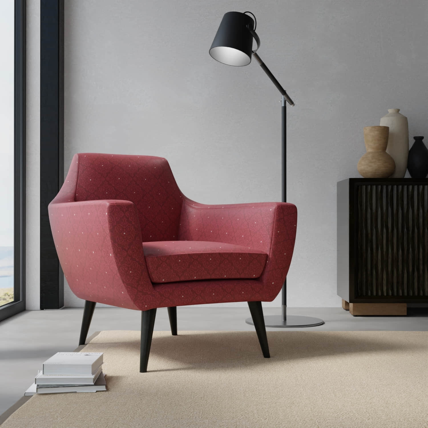 Lagos Garnet upholstered on a contemporary chair