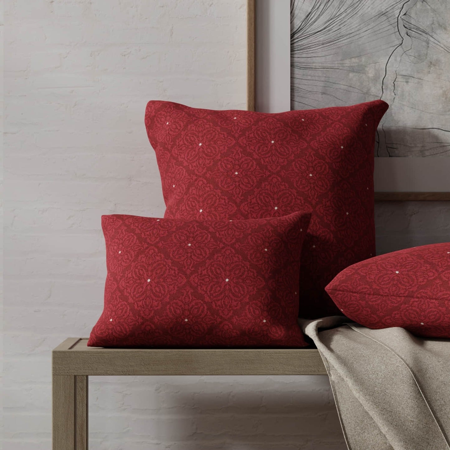 Lagos Garnet made up on pillows