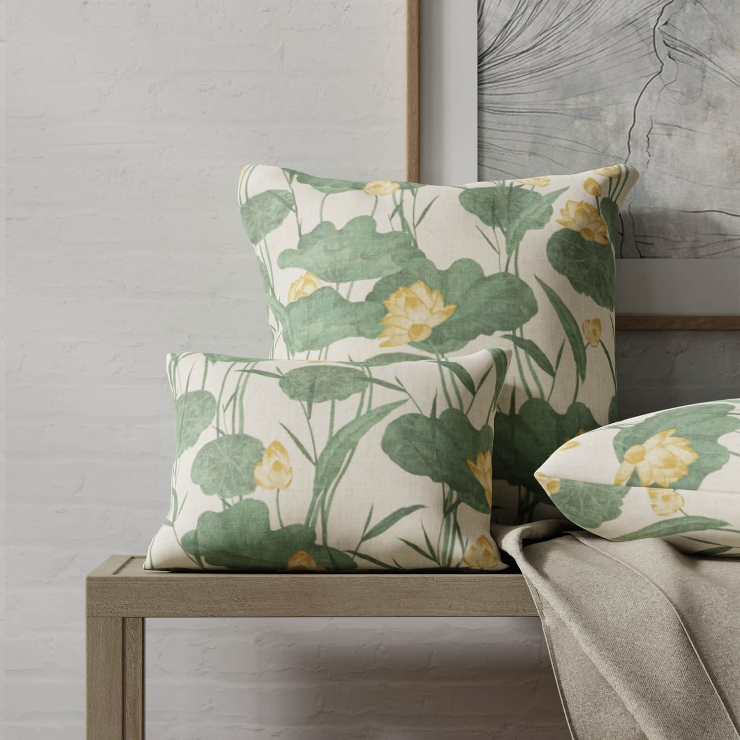 Lenox Jungle made up on pillows