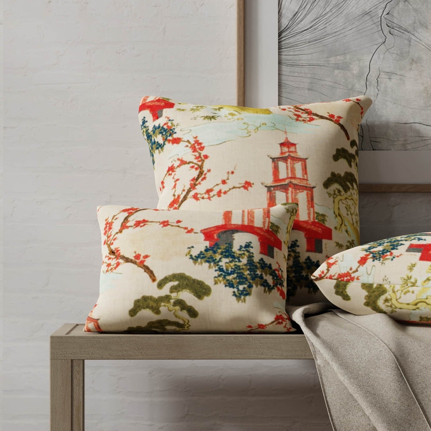 Linford Garden made up on pillows