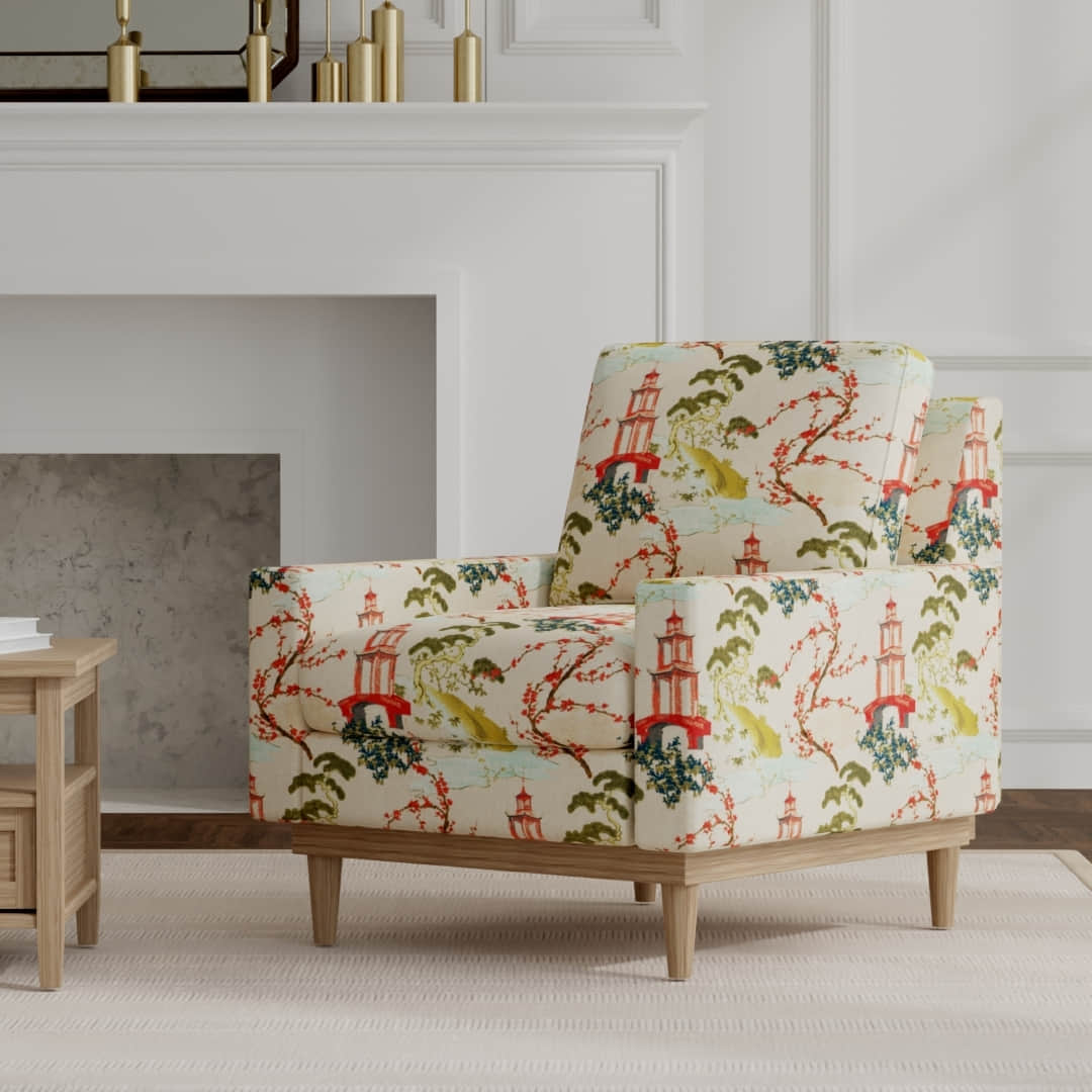 Linford Garden upholstered on a mid century modern chair