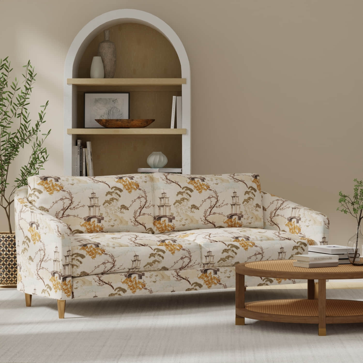 Linford Ivory upholstered on a couch