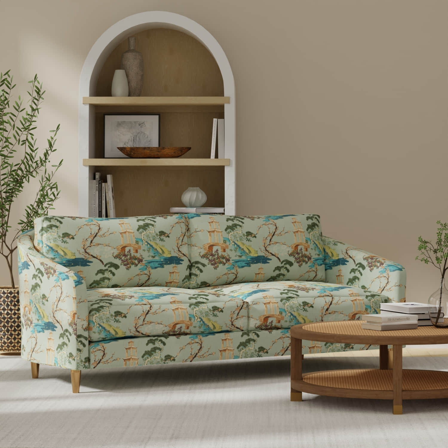 Linford Seaspray upholstered on a couch