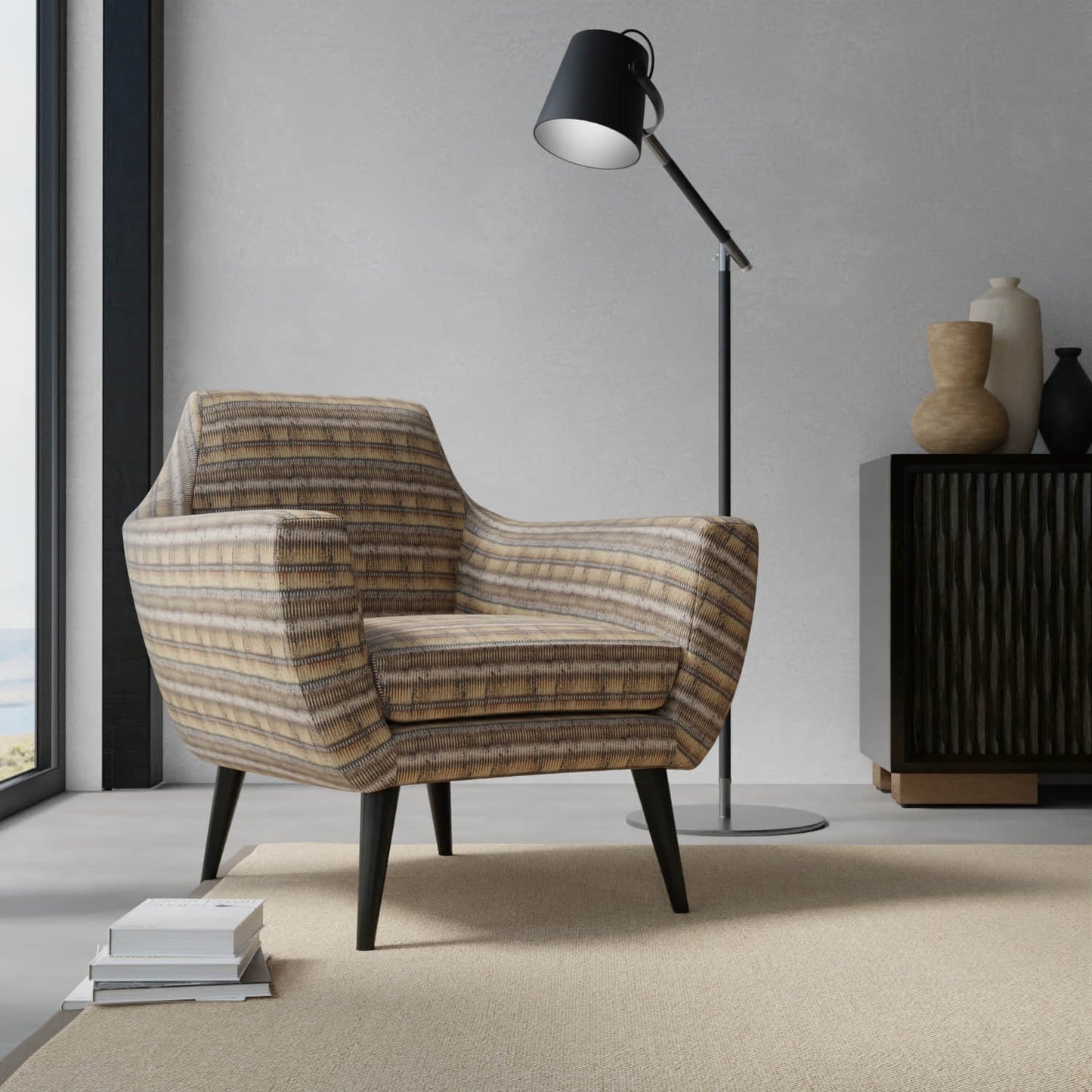 Lizzo Bark upholstered on a contemporary chair