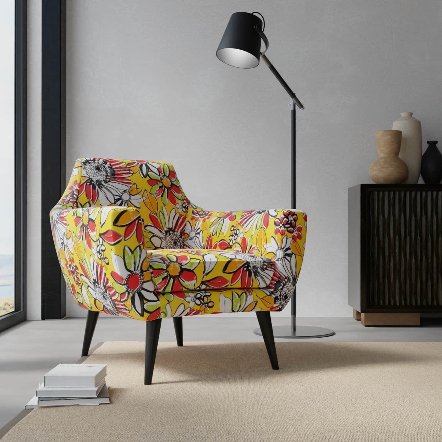 Lowery Canary upholstered on a contemporary chair