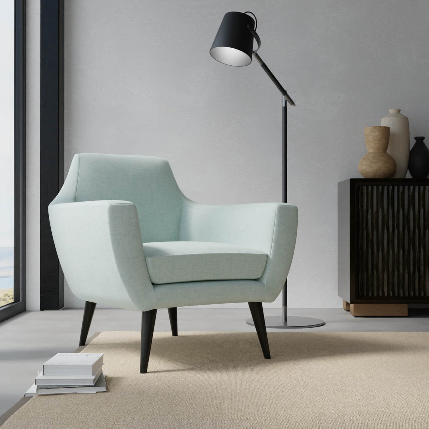 Mateo Mist upholstered on a contemporary chair