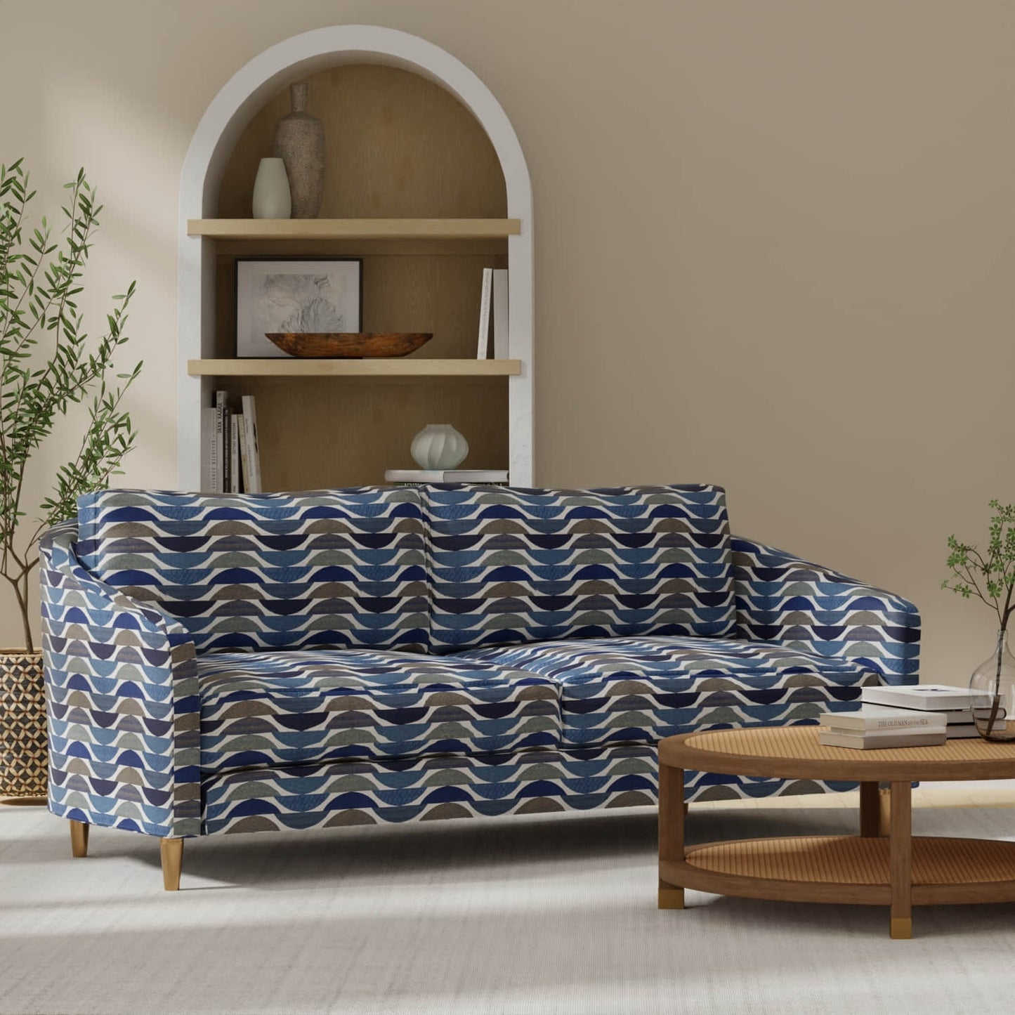 Mayer Indigo upholstered on a couch