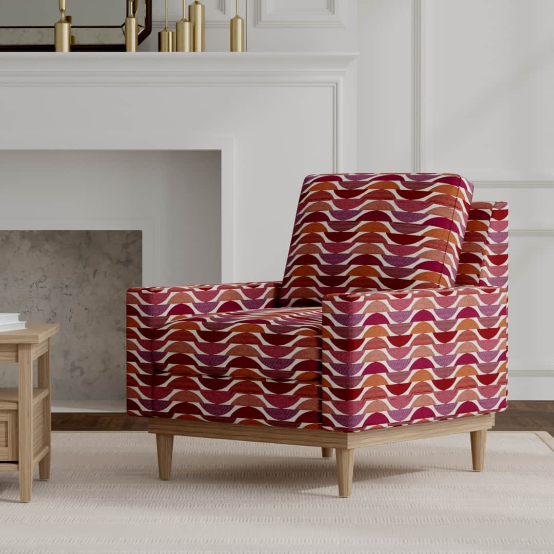 Mayer Sangria upholstered on a mid century modern chair