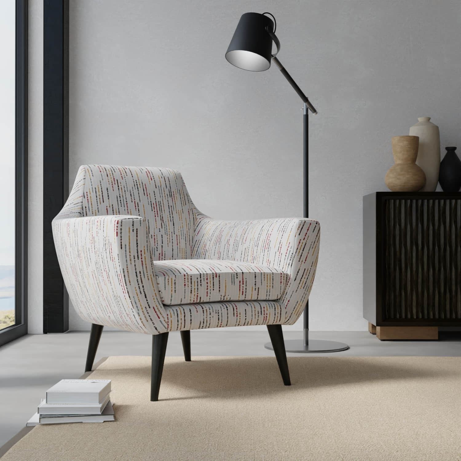 Natasha Harvest upholstered on a contemporary chair