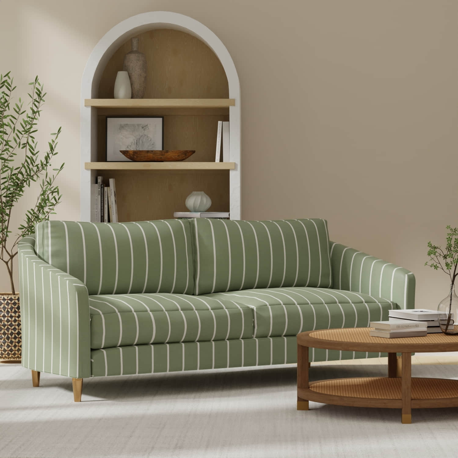 Randolph Olive upholstered on a couch