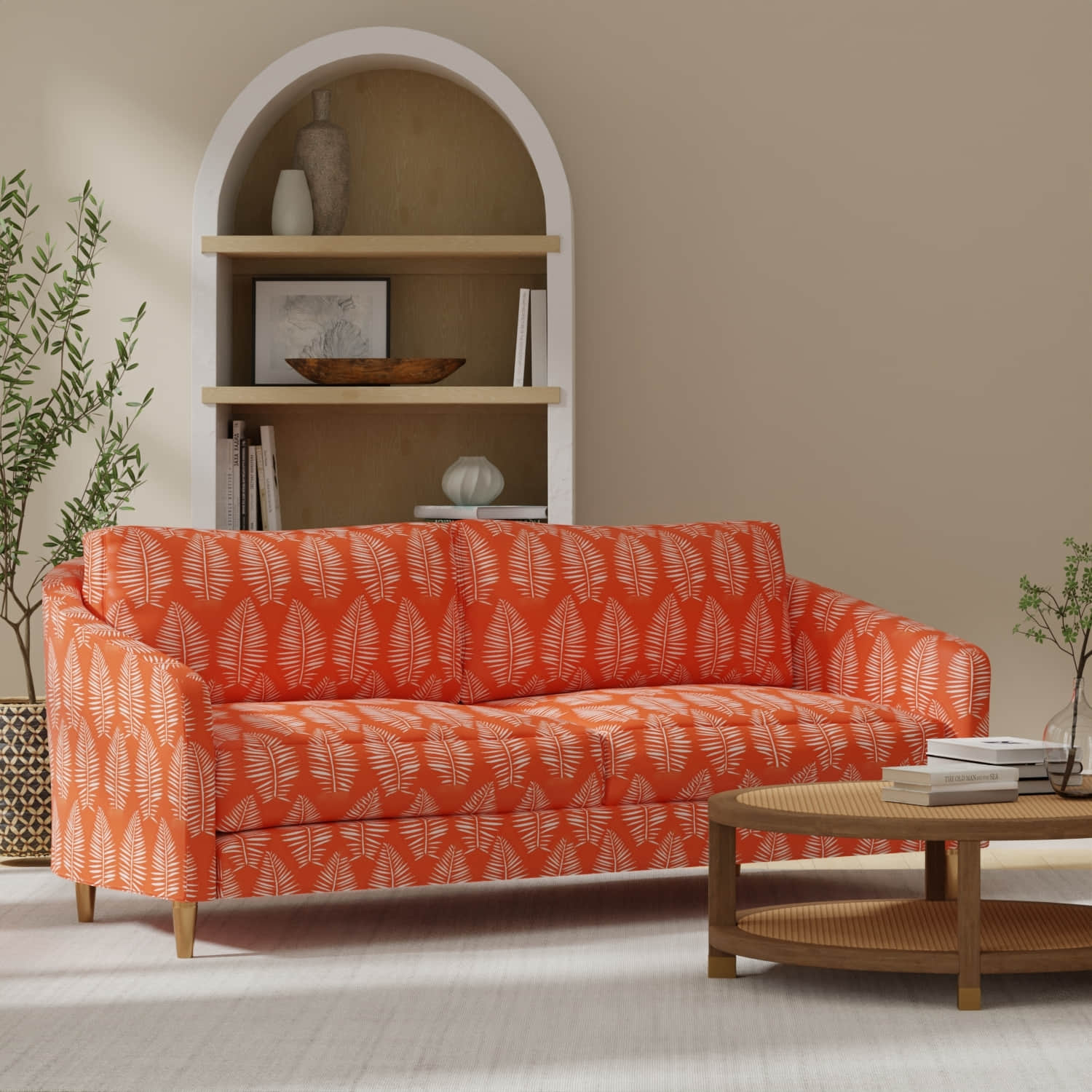 Sanders Marmalade upholstered on a couch