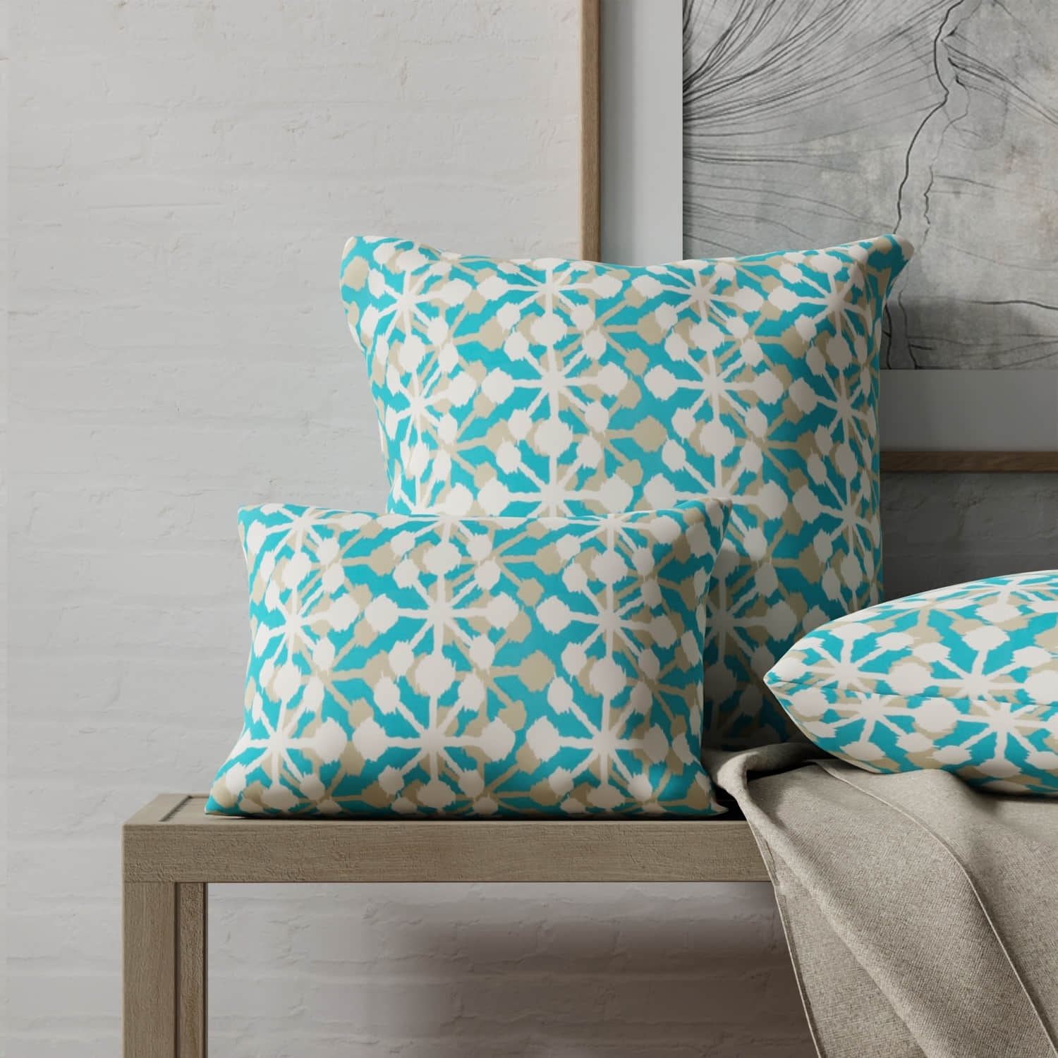 Sawyer Mediterranean made up on pillows