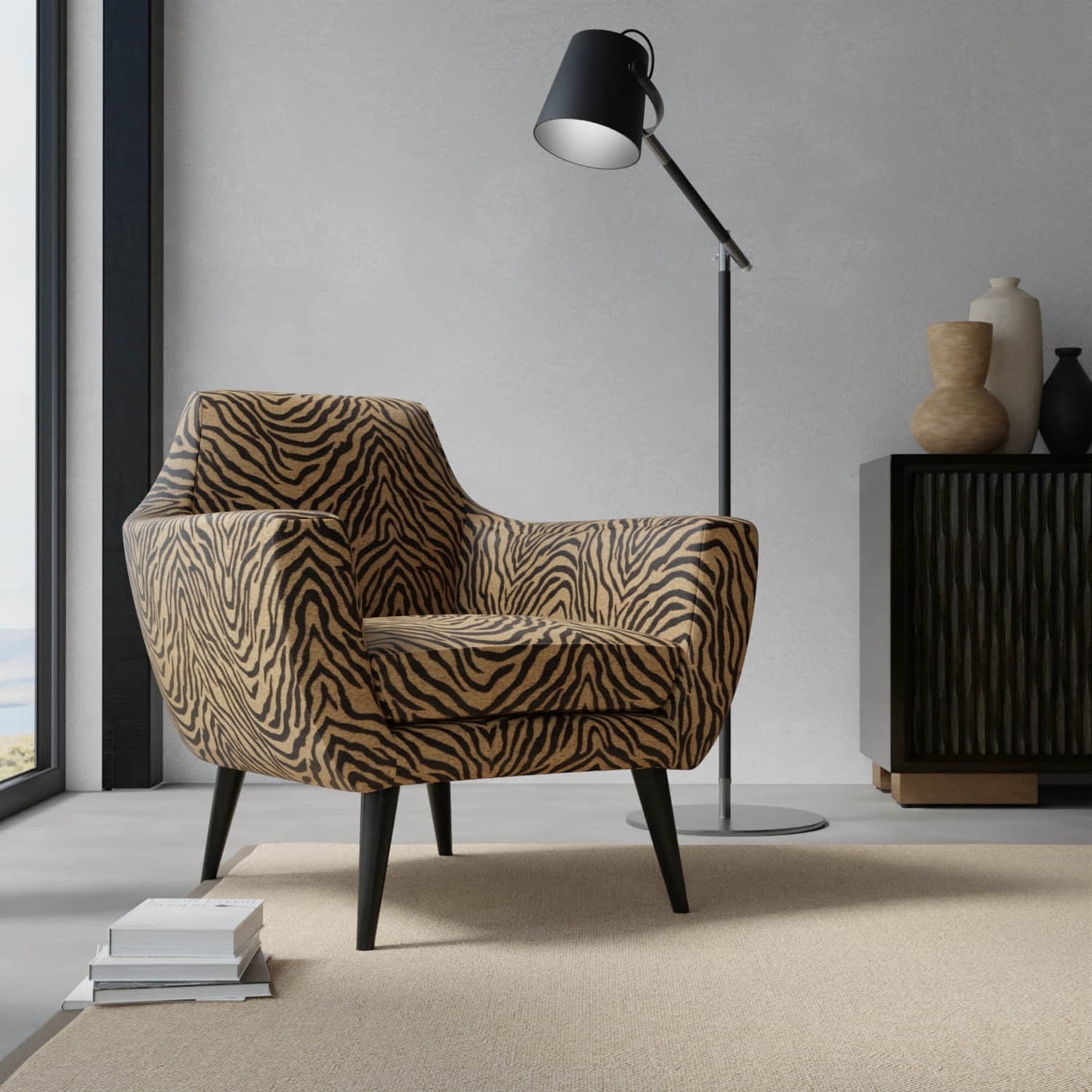 Tiger Gold upholstered on a contemporary chair