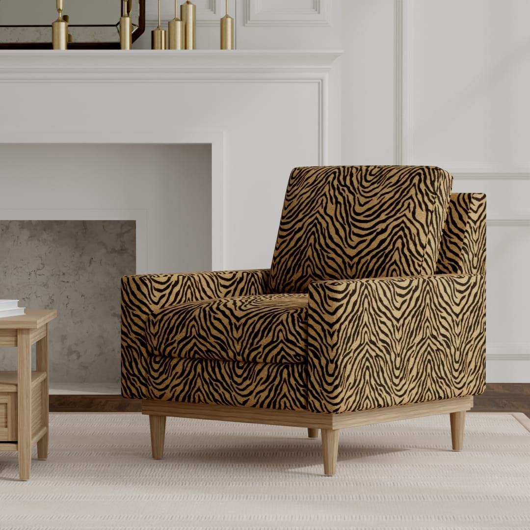 Tiger Gold upholstered on a mid century modern chair