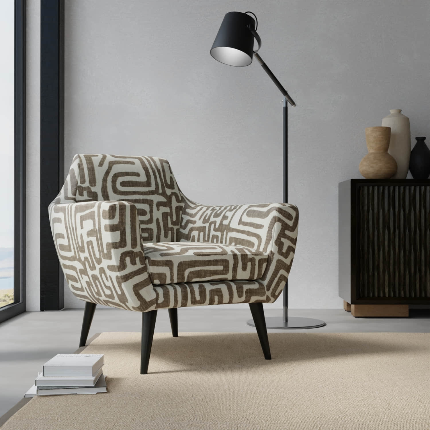 Viking Cocoa upholstered on a contemporary chair