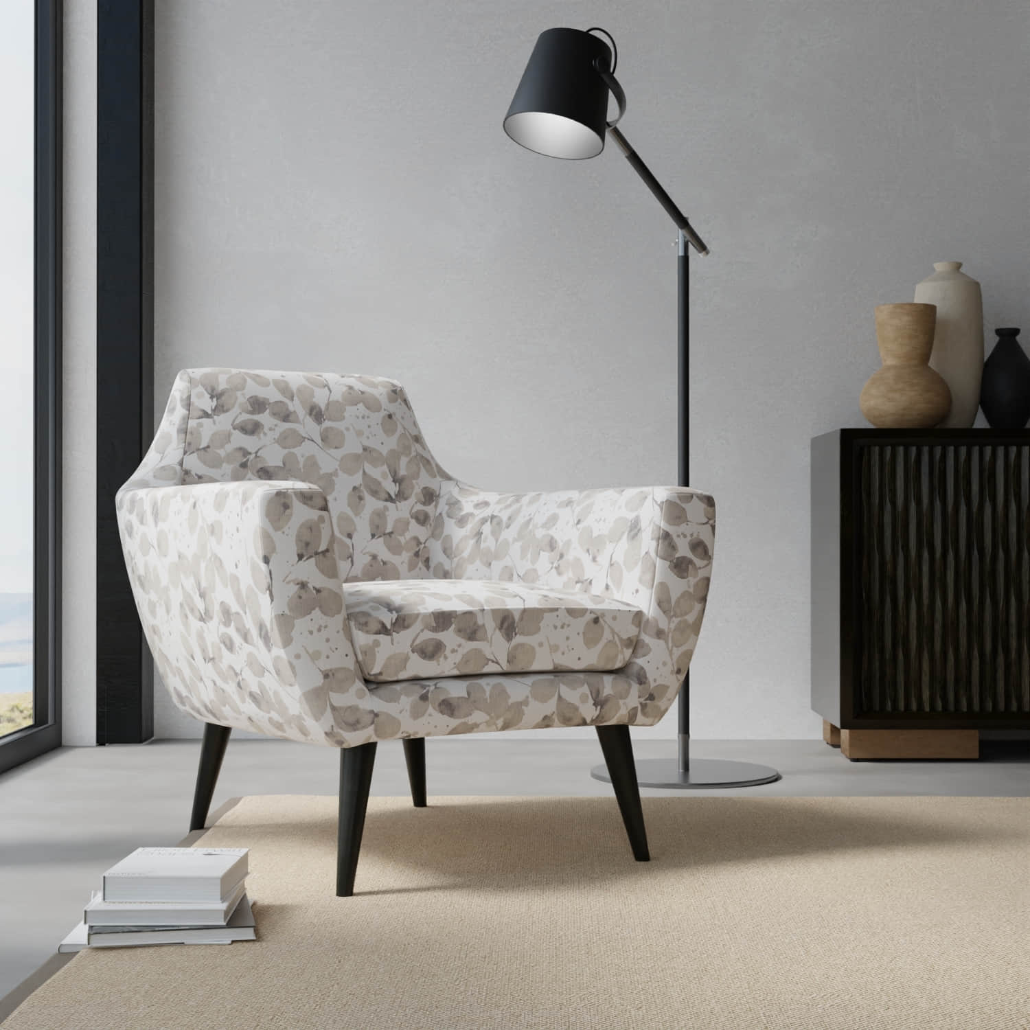 Warren Zinc upholstered on a contemporary chair