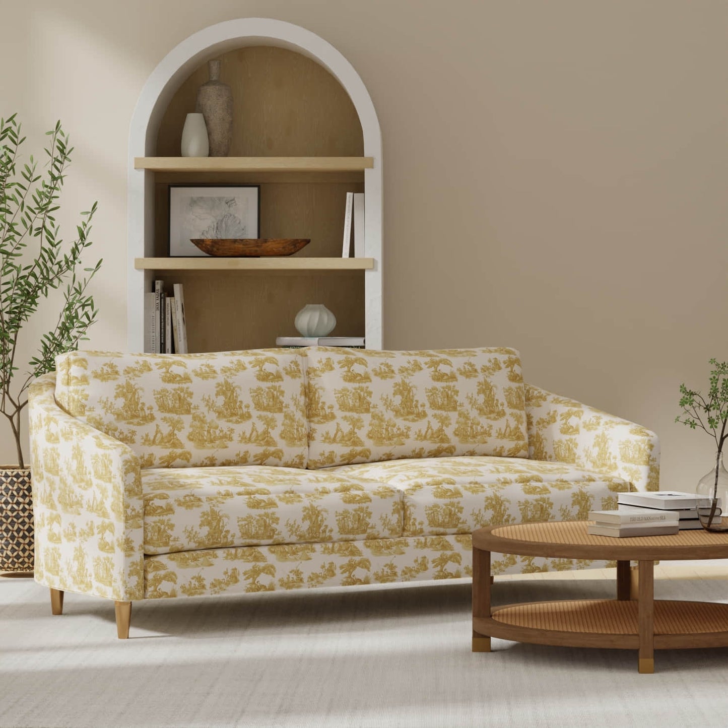 Washburn Goldenrod upholstered on a couch