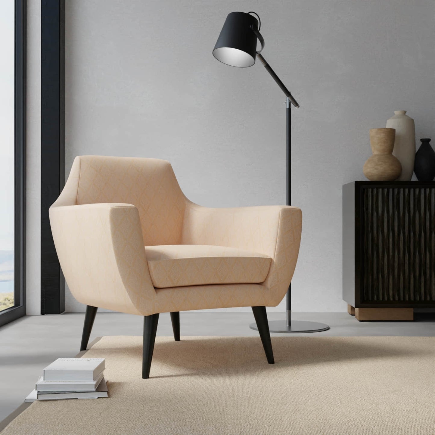 Waverly Honey upholstered on a contemporary chair