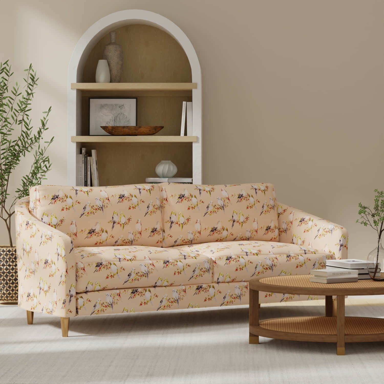 Wiggins Bloom upholstered on a couch