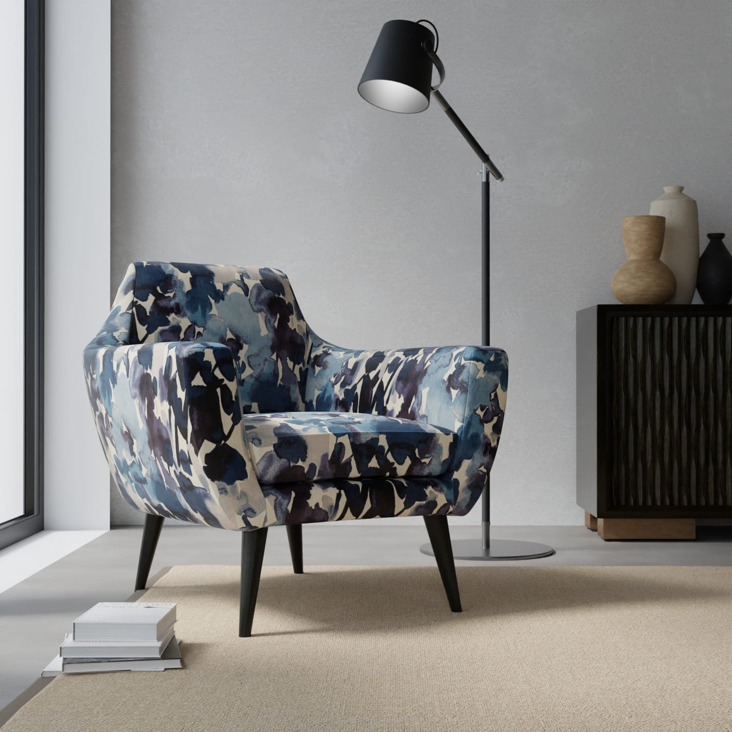 Williams Deep Sea upholstered on a contemporary chair