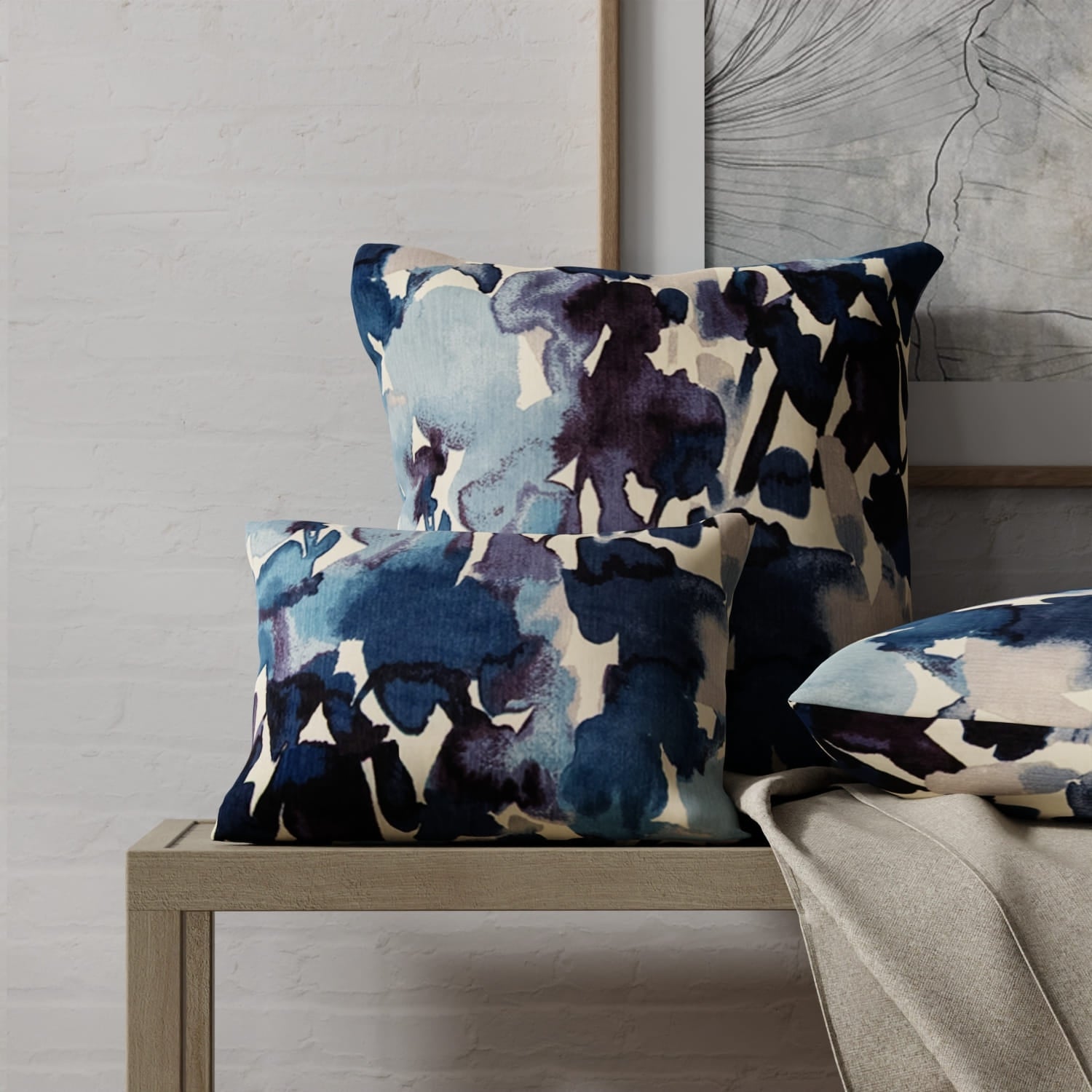 Williams Deep Sea made up on pillows