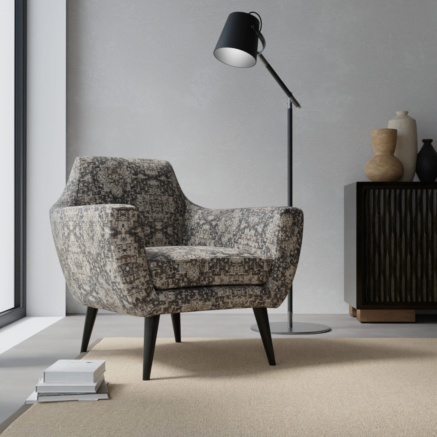 Wolfe Earth upholstered on a contemporary chair